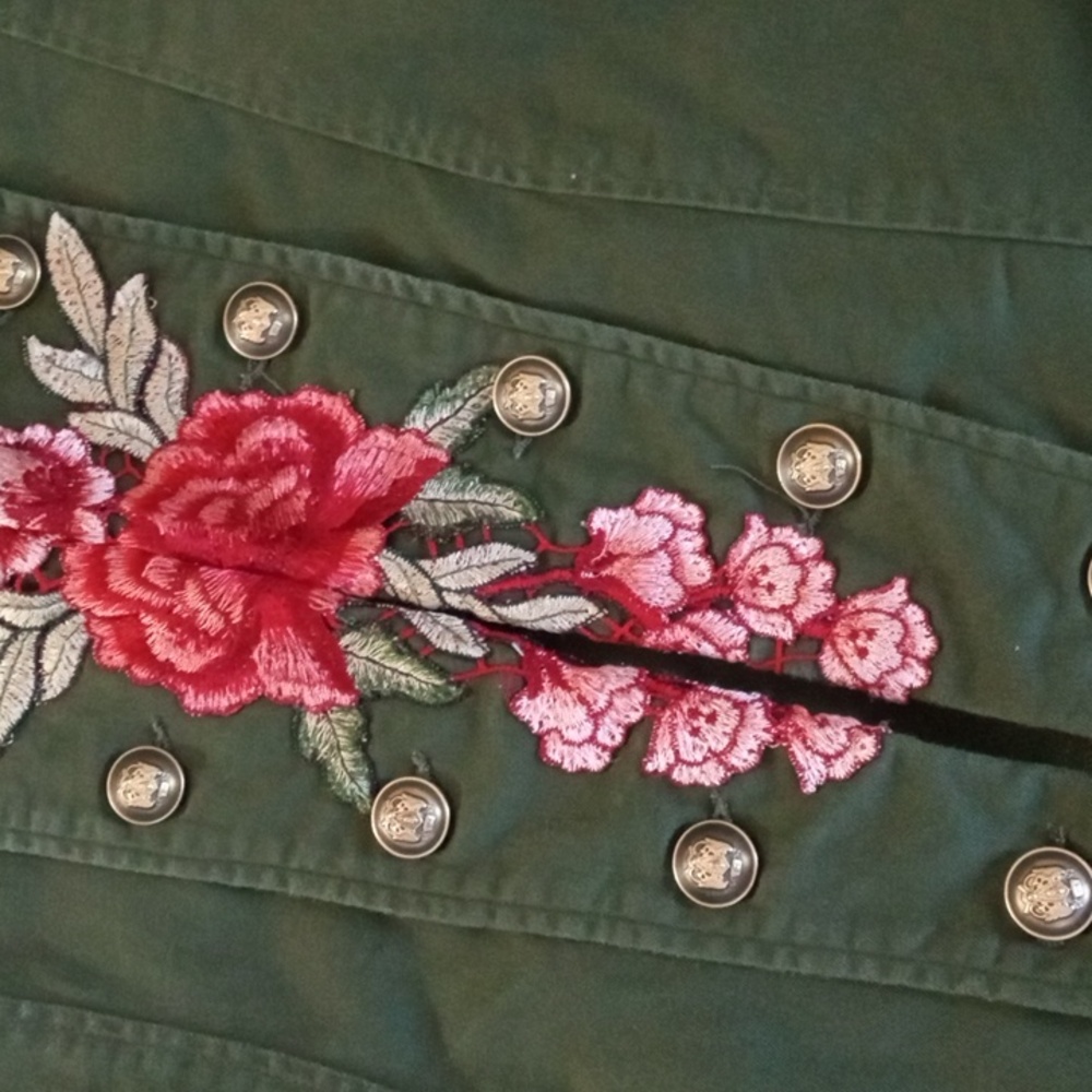 One 5 One military peplum rose embroidered jacket - Picture 2 of 8